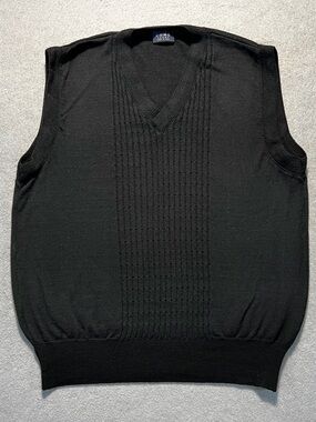 Como Sport Men’s Black V‑Neck Vest Made in Italy Small Casual